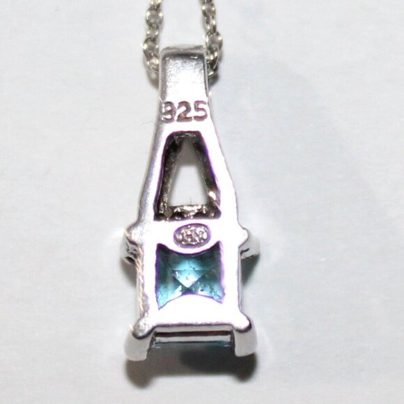 Sterling Silver Minimalist Blue Topaz Necklace - Picture 2 of 7